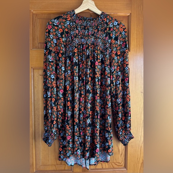 FREE PEOPLE floral Flowers in Her Hair Long Sleeve Tunic Blouse/ Dress - Picture 2 of 7